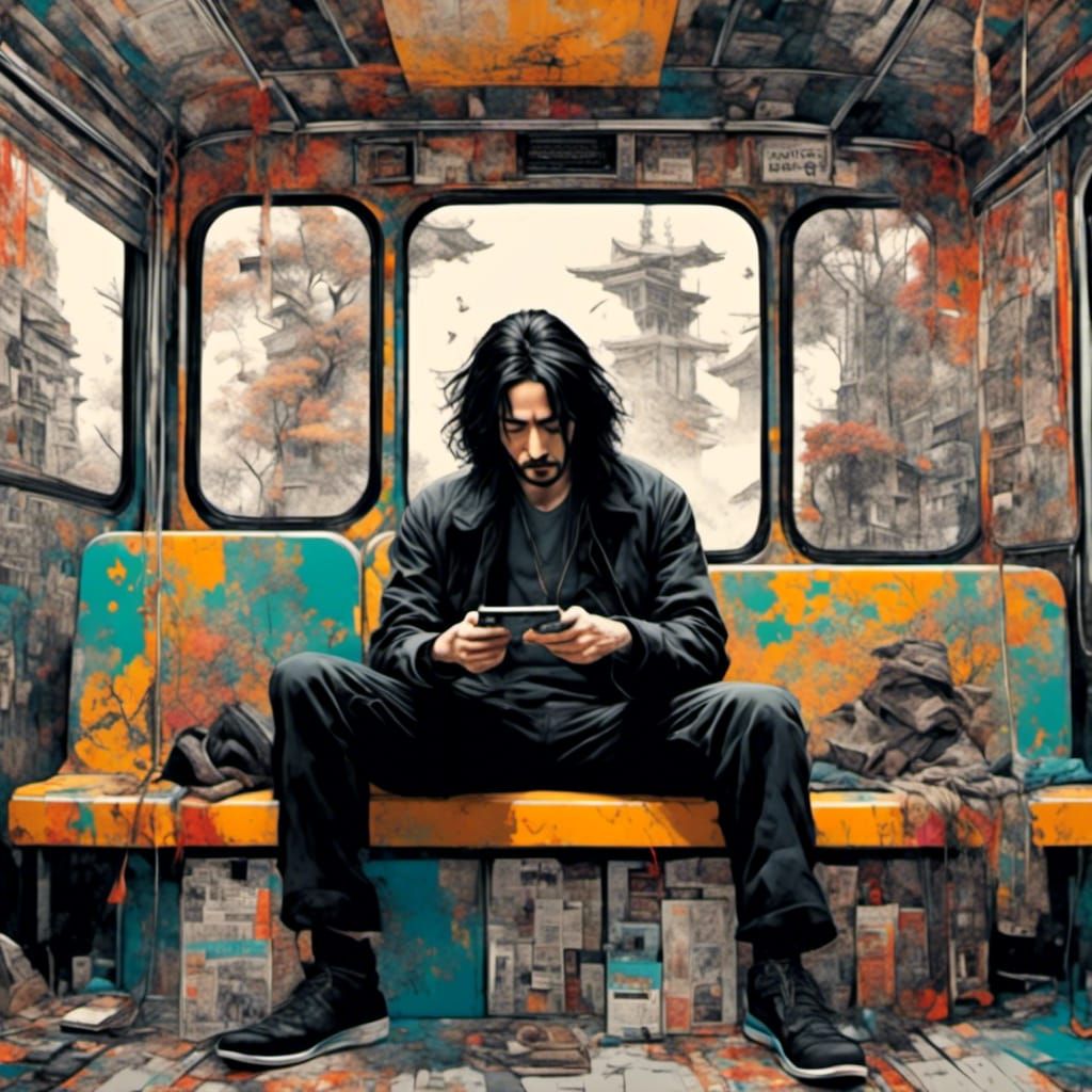 John Cusack Doppelganger on a Bus, Ukiyo-e Style