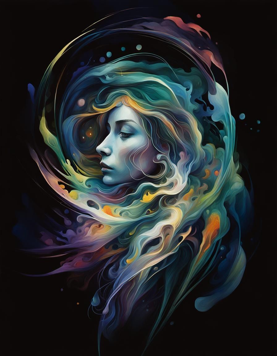 Abstract Expressionist Woman in Watercolor Style