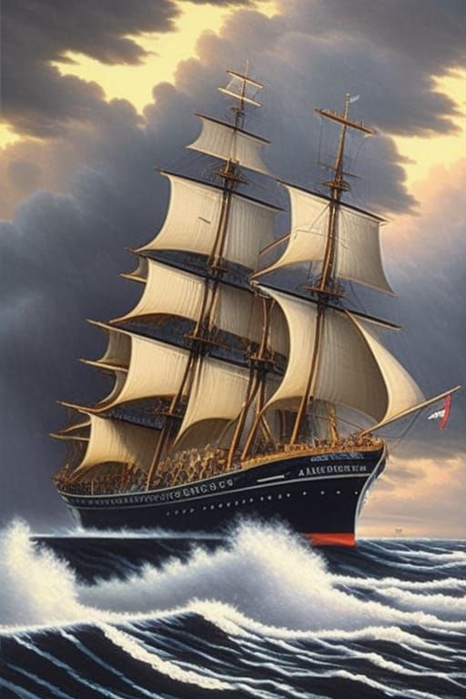 Stormy Seas: A Dutch Master Style Ship Painting