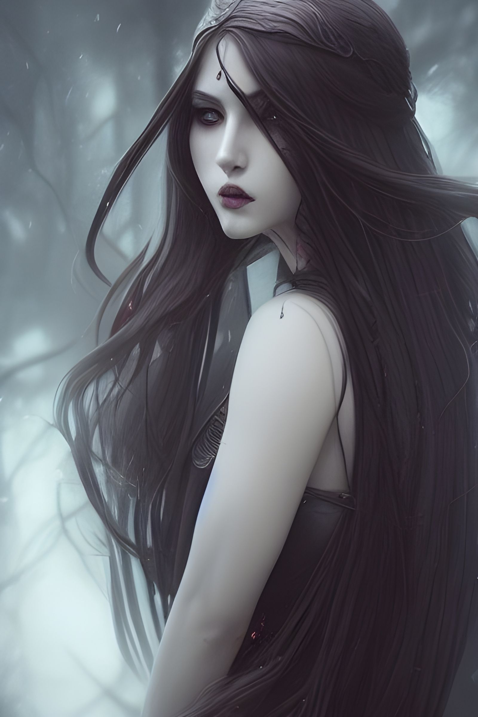 Sinister Goddess Digital Illustration in Hyper-Realistic Sty...
