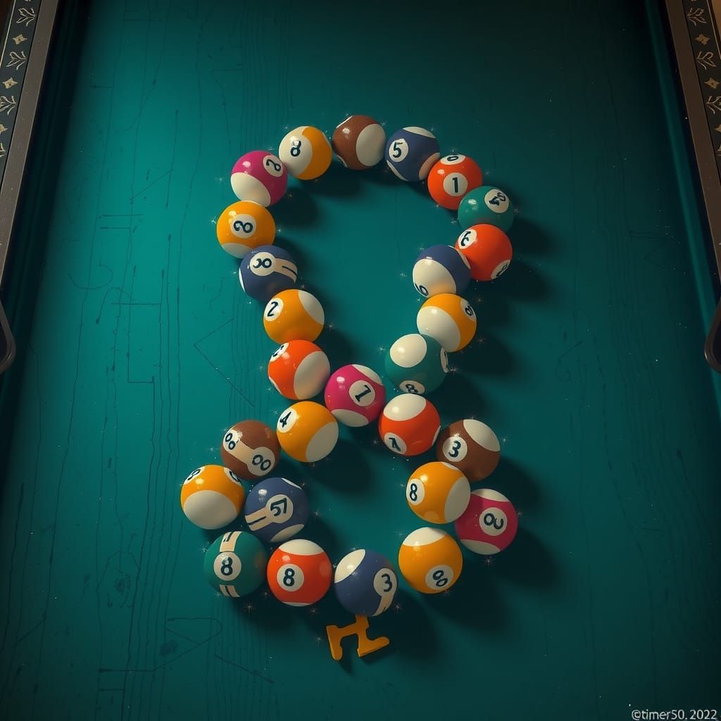 Multicolored Billiard Balls Form Number 8