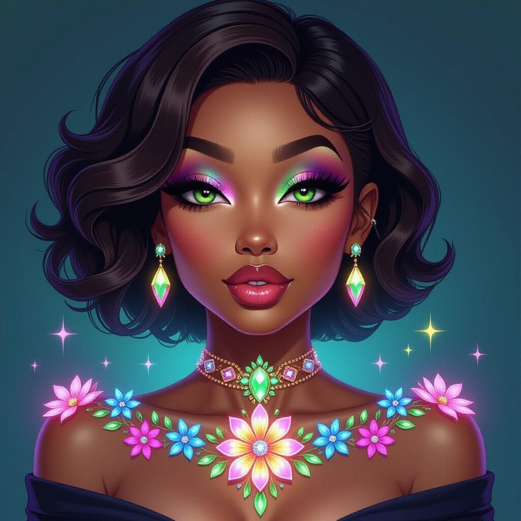 Vibrant Fantasy Portrait of a Stunning Black Woman