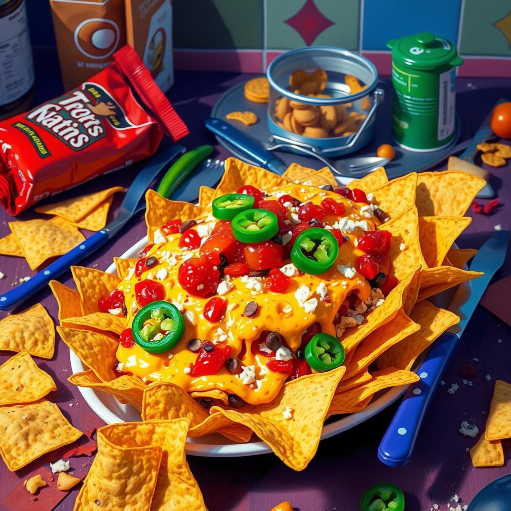 Colorful Nachos in Playful Geometric Style