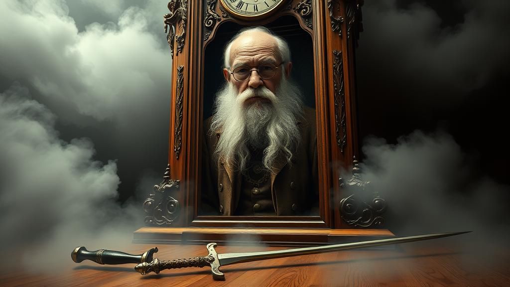 Grandfather Clock Face in Gothic Surrealism