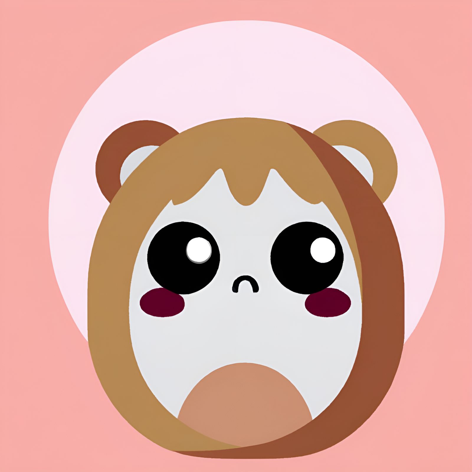 Cute Kawaii Sad Face Light Brown Bear Japanese Daruma Doll (With Eyes)