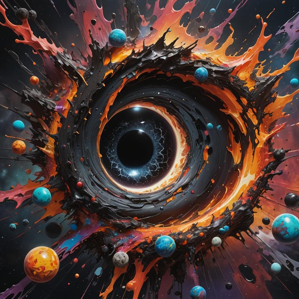 Hyperrealistic Black Hole Devouring Planet
