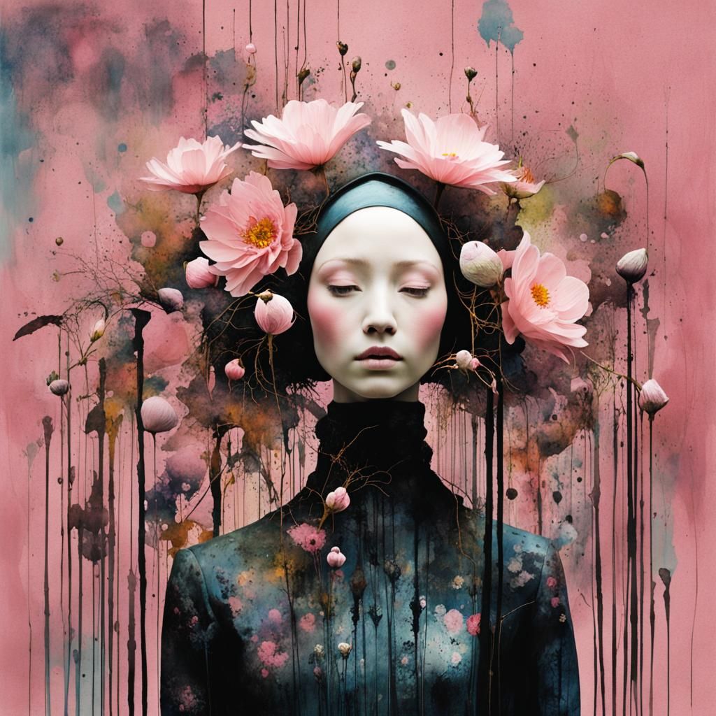 Pale Pink Flowers in Abstract Claymation Style