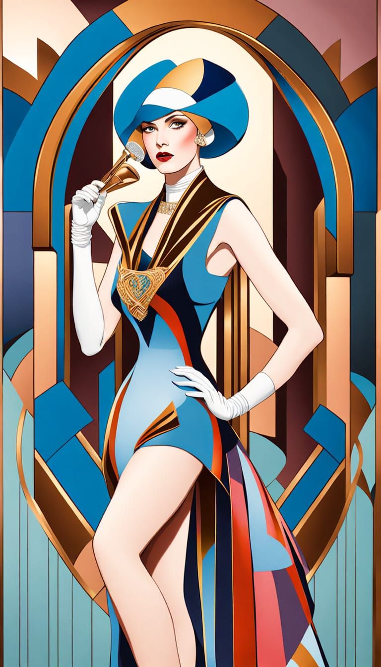 Art Deco Gown: Hyper-Realistic Digital Portrait