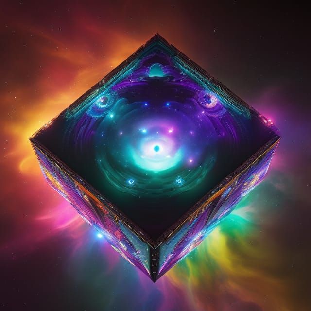 Boxed Galaxy: Colorful Cosmic Illustration