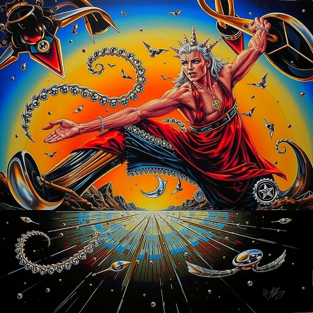 Golden and Silver Artistry with Metallic Reflections