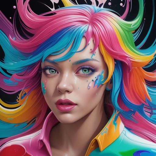 Rainbow Dog in Candyland Gouache Style