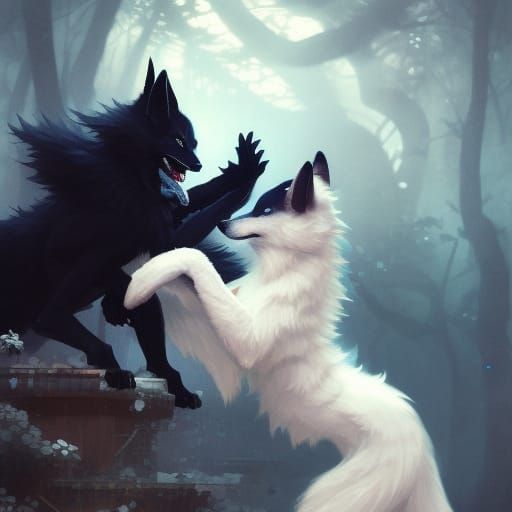 Kitsune Battle: Hyperdetailed 8k Concept Art