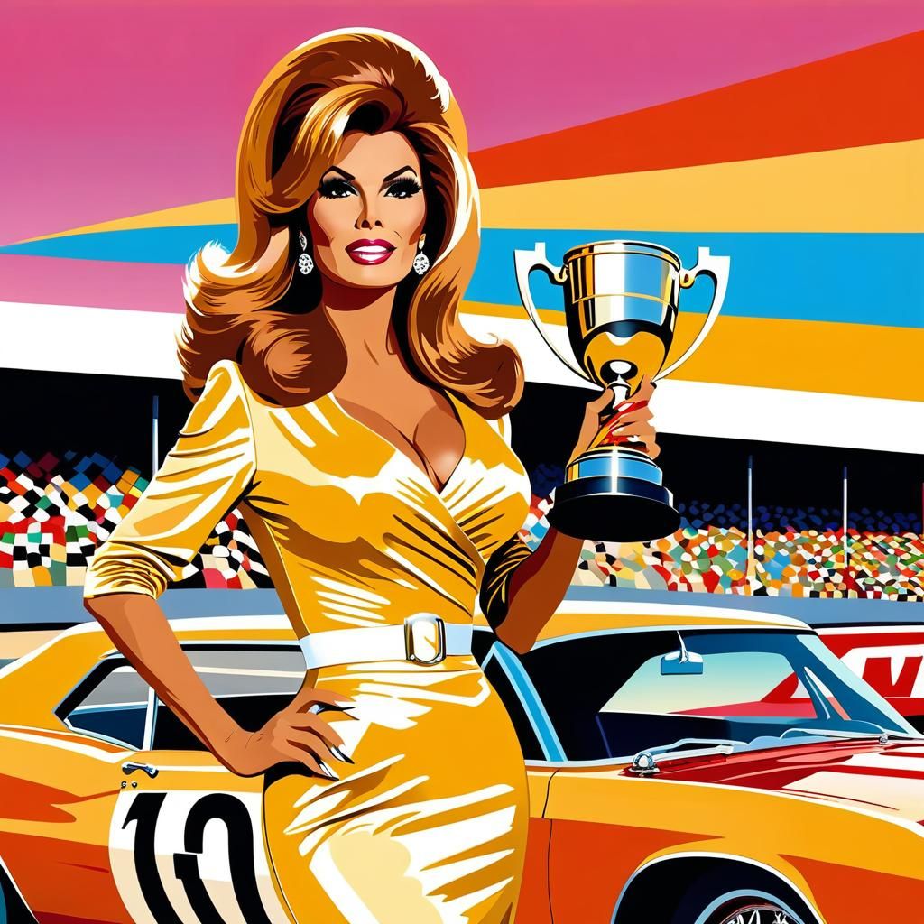 Raquel Welch as 1960s Pop Art Drag Racer