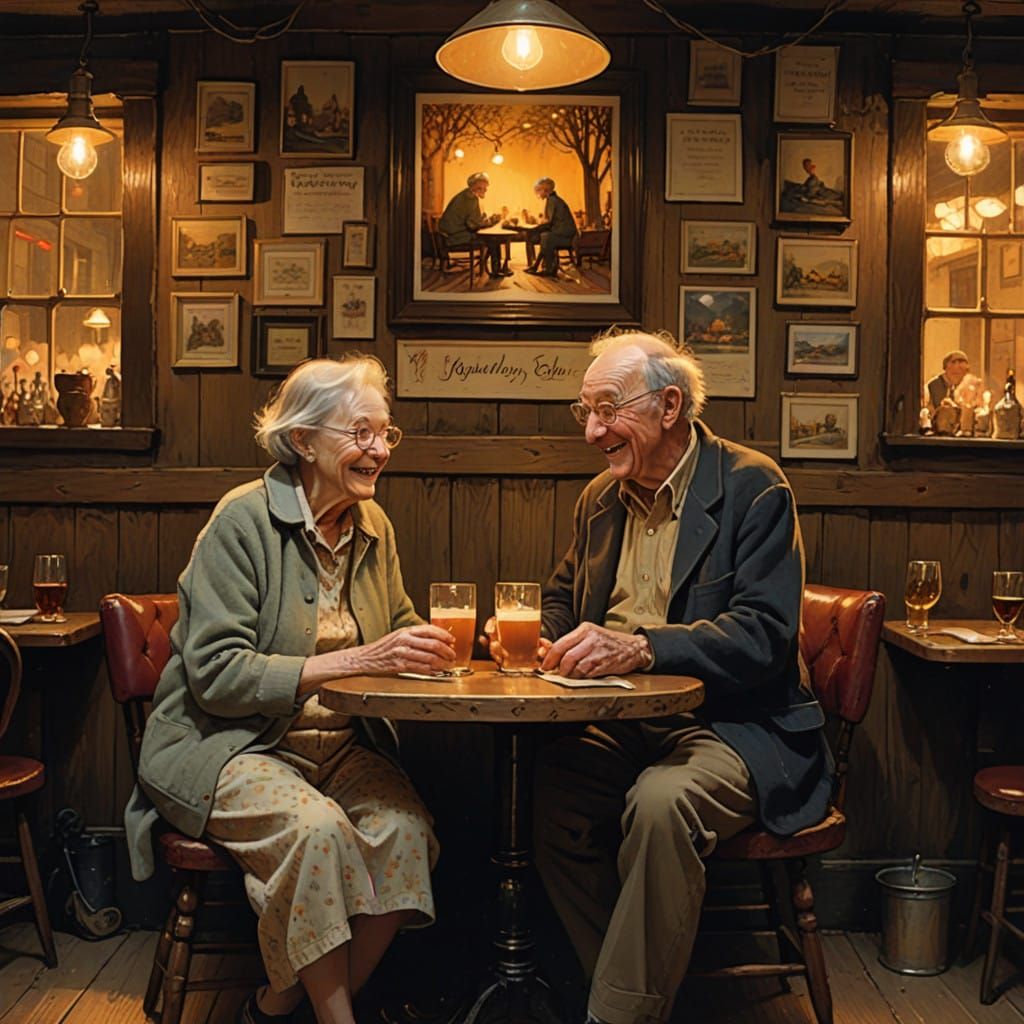 Warm Evening at the Rustic Pub