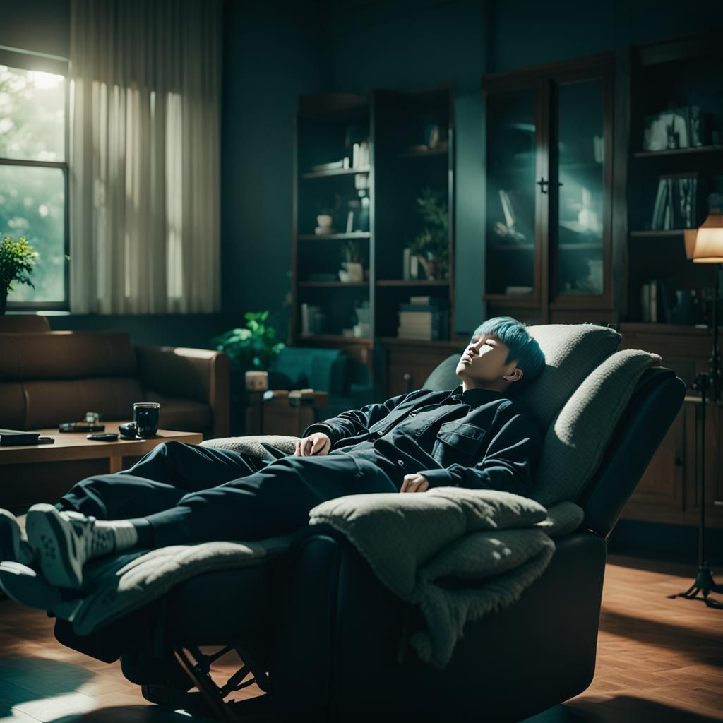 Suga of BTS Sleeping: Cinematic Film Still