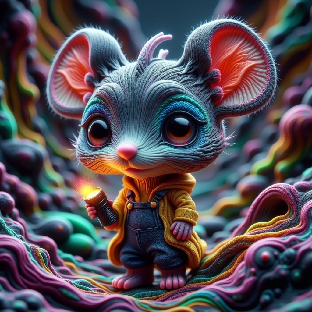 Chibi Mouse Hybrid Creature in Whimsical, Hyper-Maximalist C...
