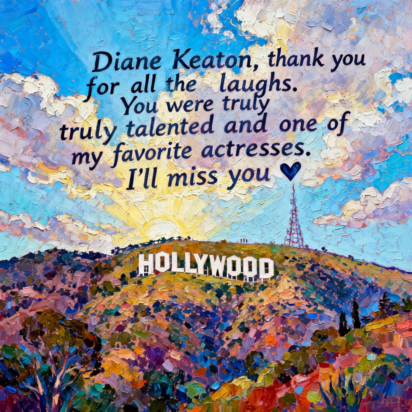 Hollywood Sign Tribute Oil Painting