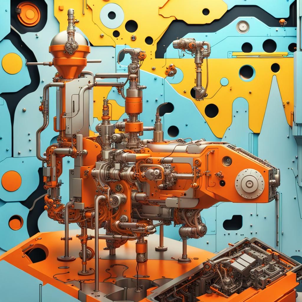 Futuristic Factory Machine in Cyberpunk Style