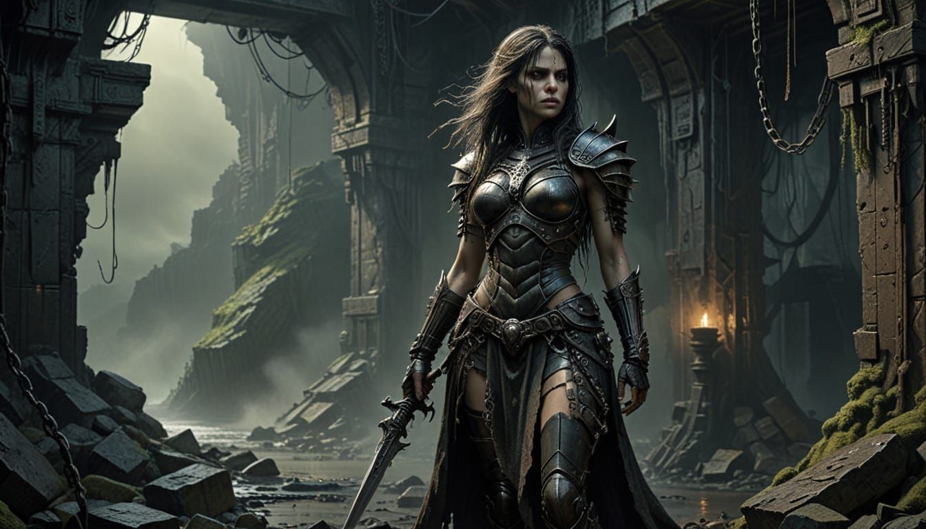 Tattered Regal Barbarian Princess in Dungeon