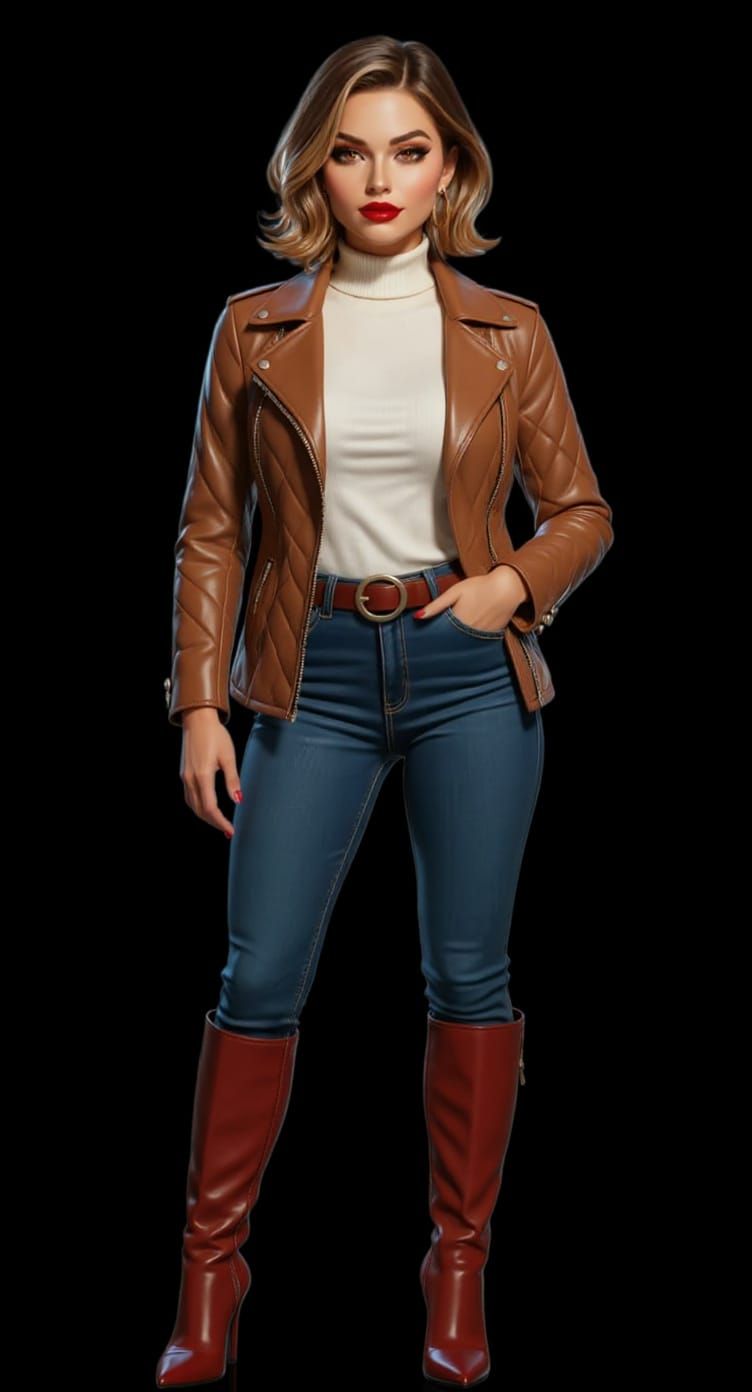 Woman in Quilted Jacket, Syd Mead Style 3D Render