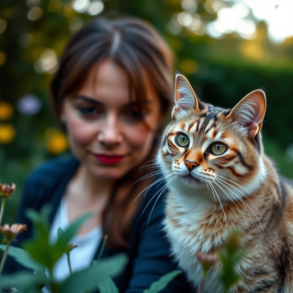 Elegant Feline Duo in Garden