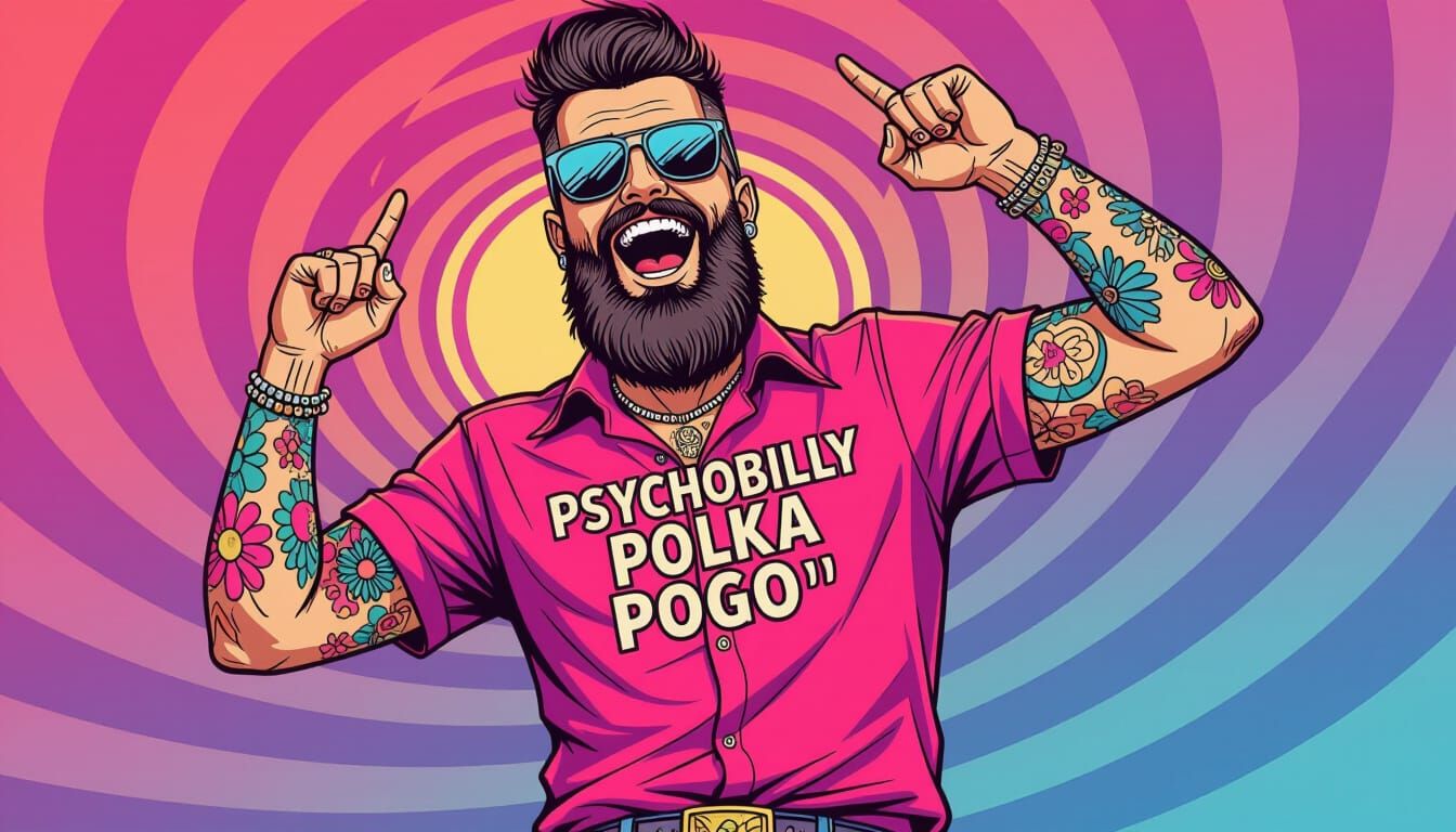 Hillbilly with Tattoos in Art Deco Style