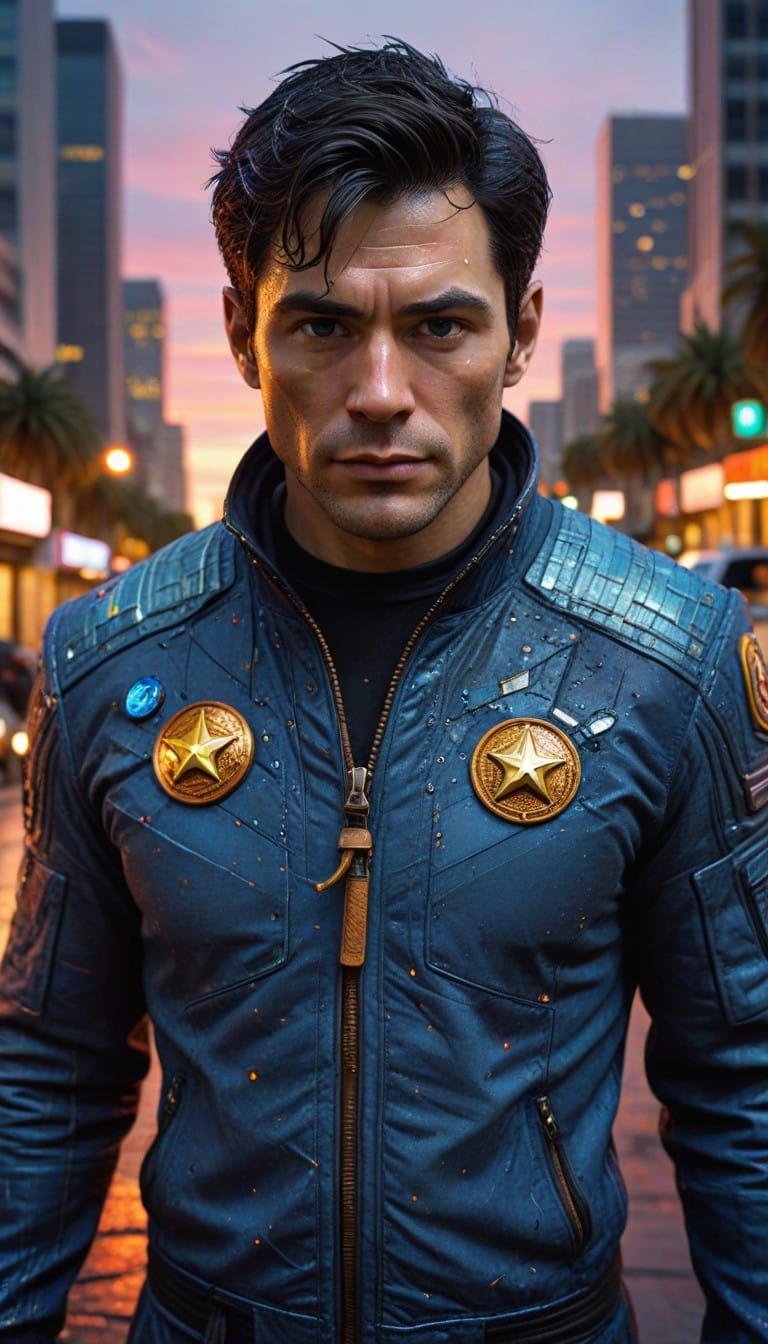 Epic Impasto Portrait of Starfleet Officer in Downtown LA