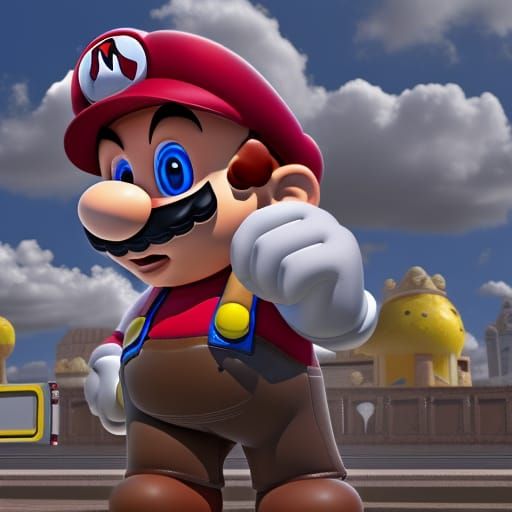 Futuristic Super Mario as Polished Robot