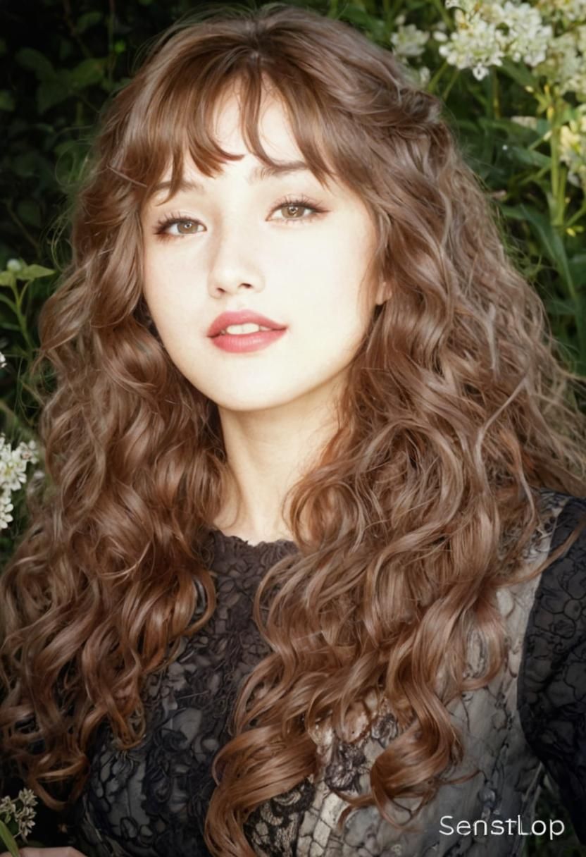 Futuristic Anime Portrait in Wisteria Field