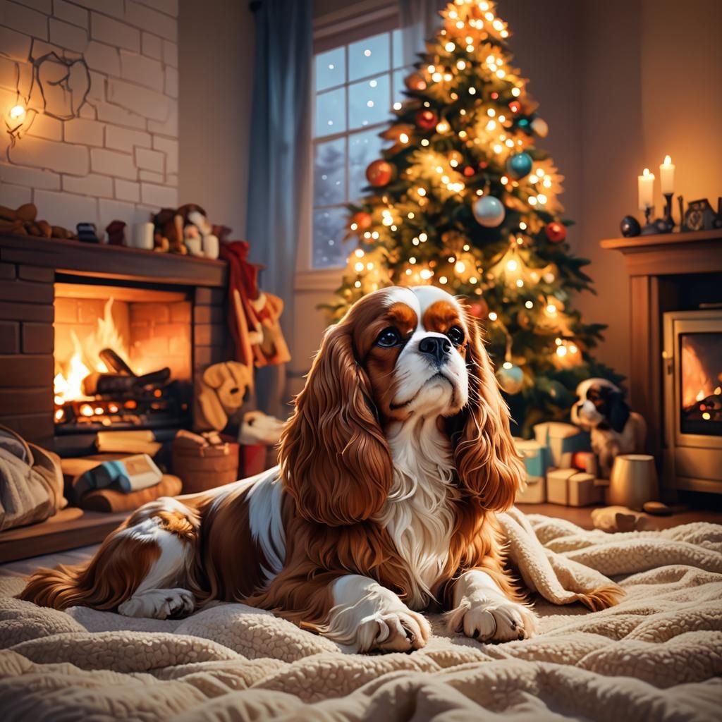 Cozy Cavalier King Charles Spaniel in Pixar Style