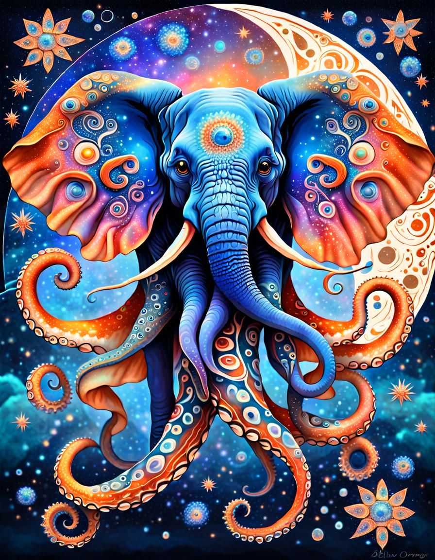 Fractal Elephant-Squid Nebula Design