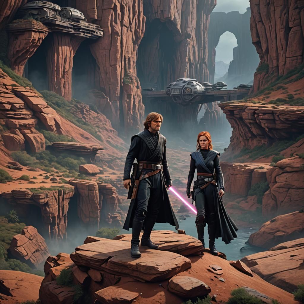 Mara Jade and Luke Skywalker: Detailed Matte Painting