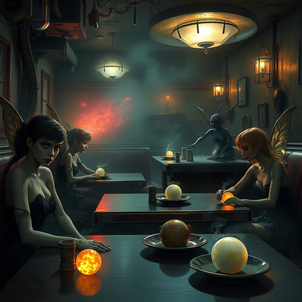Dark Fantasy Diner with Tattered Fairies
