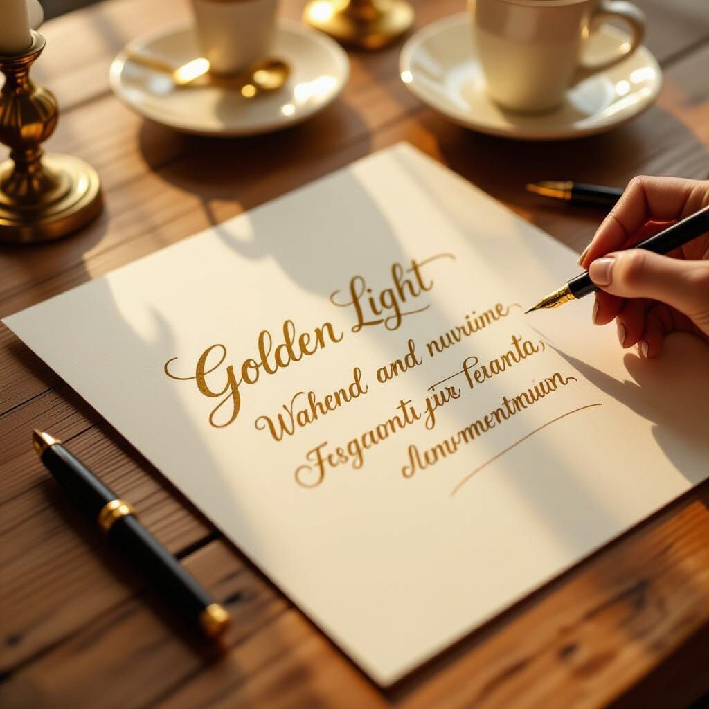 Elegant Golden Script Thank You Note