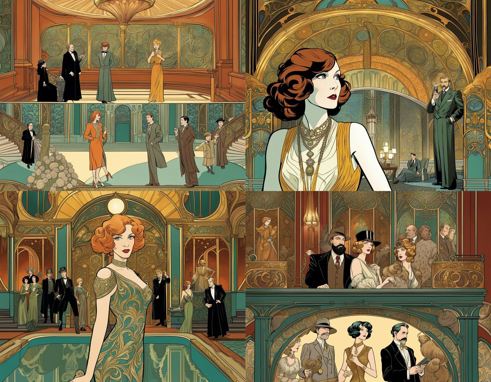 Art Nouveau Graphic Novel Illustration Inspired by Clue
