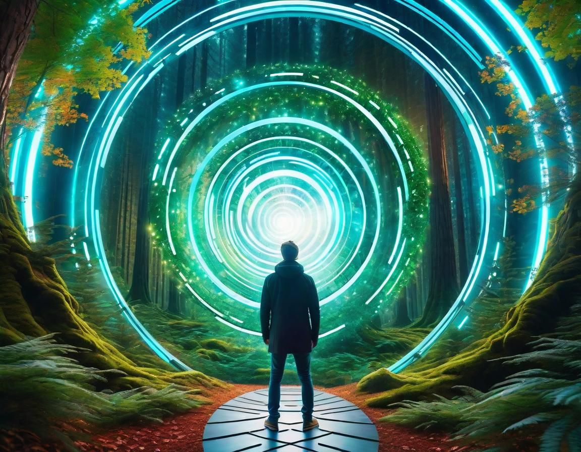 Sci-Fi Portal to Enchanted Forest in 8k