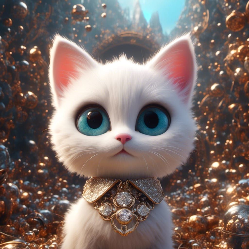 <lora:Kyoot:1.0> White kitten wearing a Chanel collar,  with...