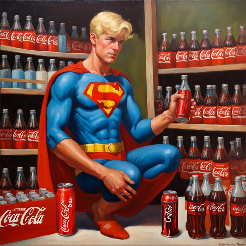 Superman in Coca-Cola World: An Oil Painting