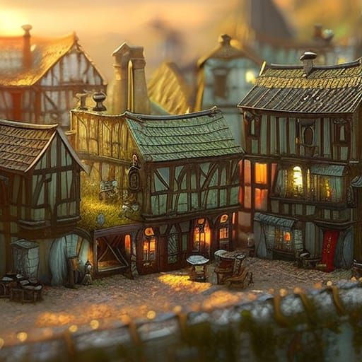 Miniature Steampunk French Village Inside Glass Jar