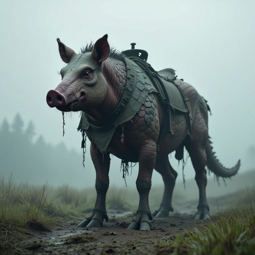 Hybrid Creature: Pig, Alligator, Horse, and Human