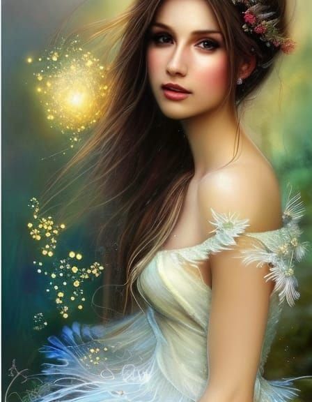 Dandelion Fairy Portrait in Whimsical Style