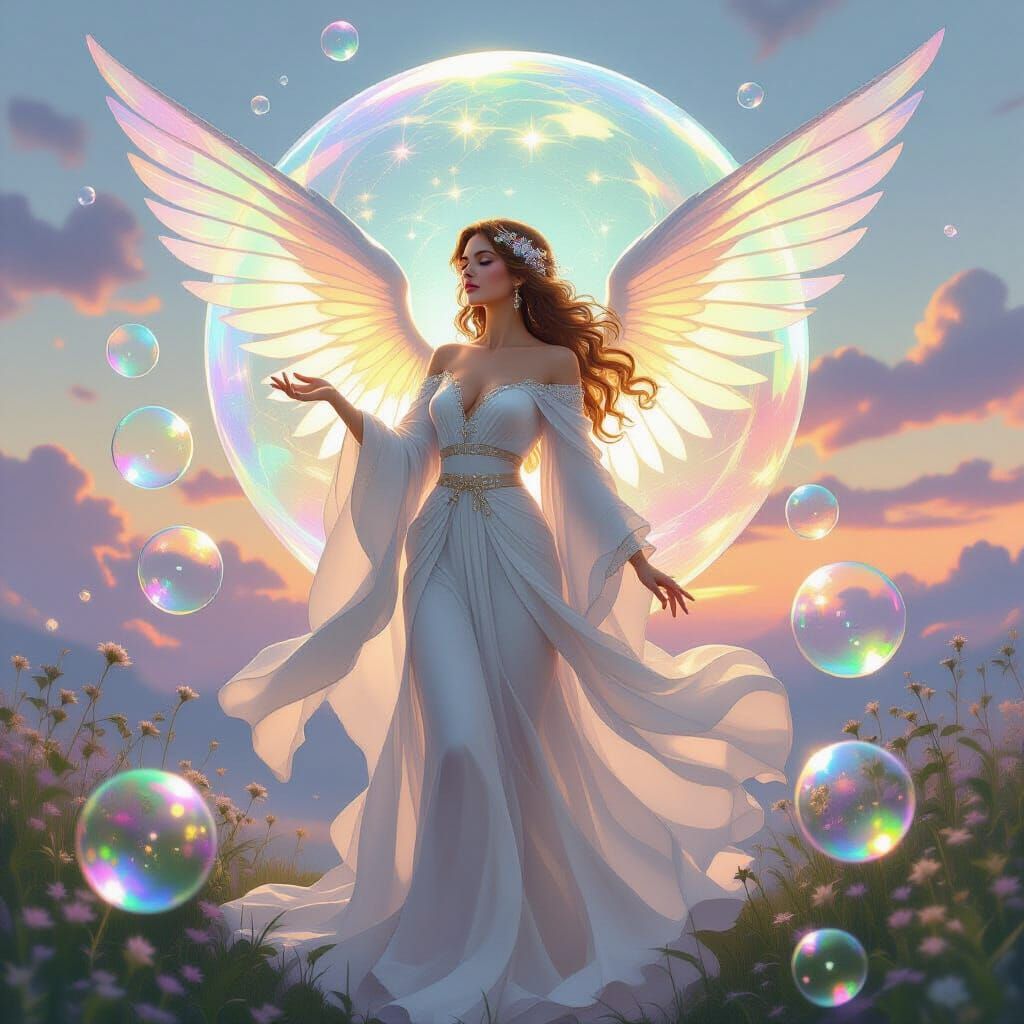 Bubblekeeper in Ethereal Twilight, Art Nouveau Style