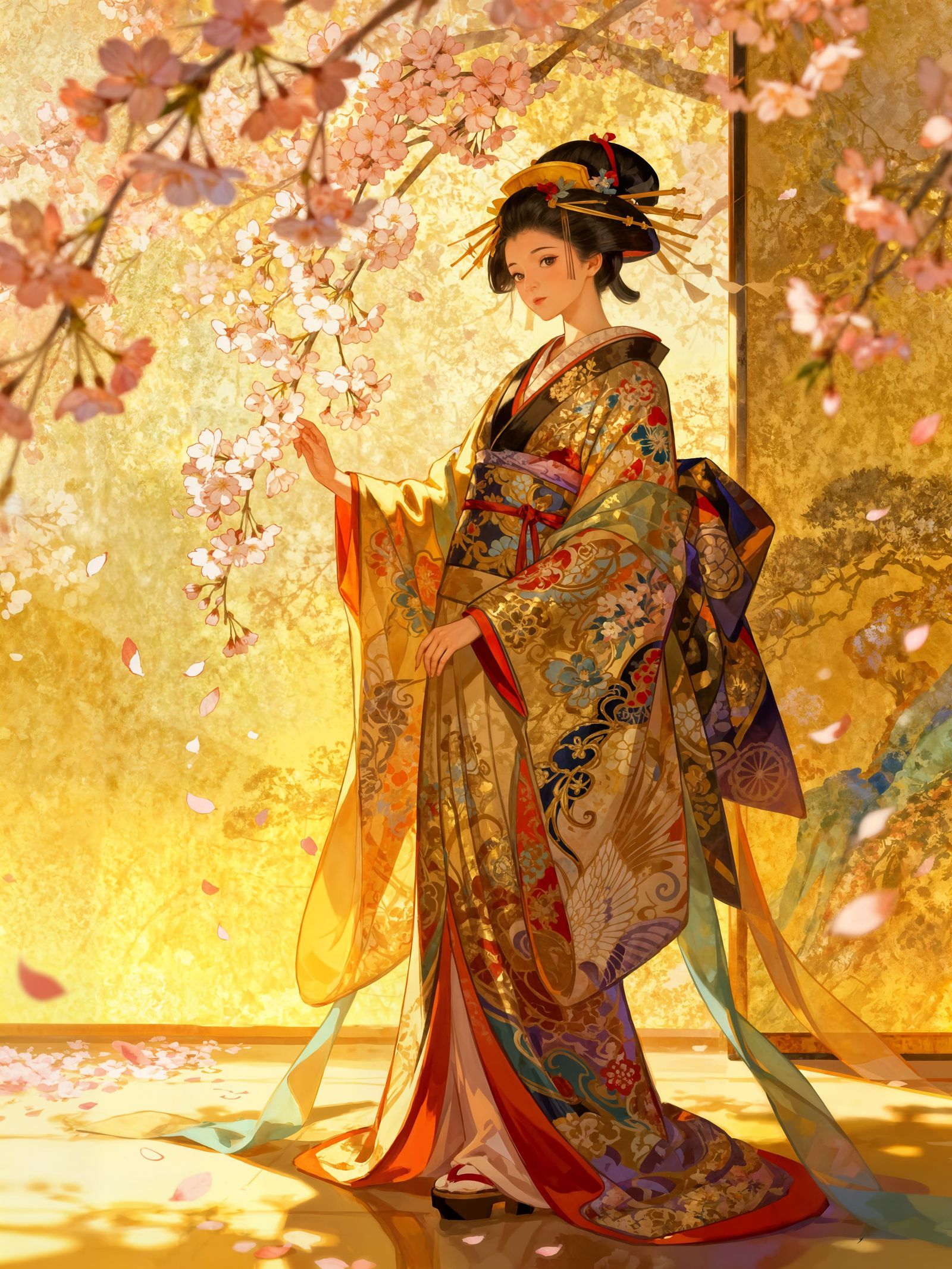 Enchanting Geisha in Fantasy Illustration Style