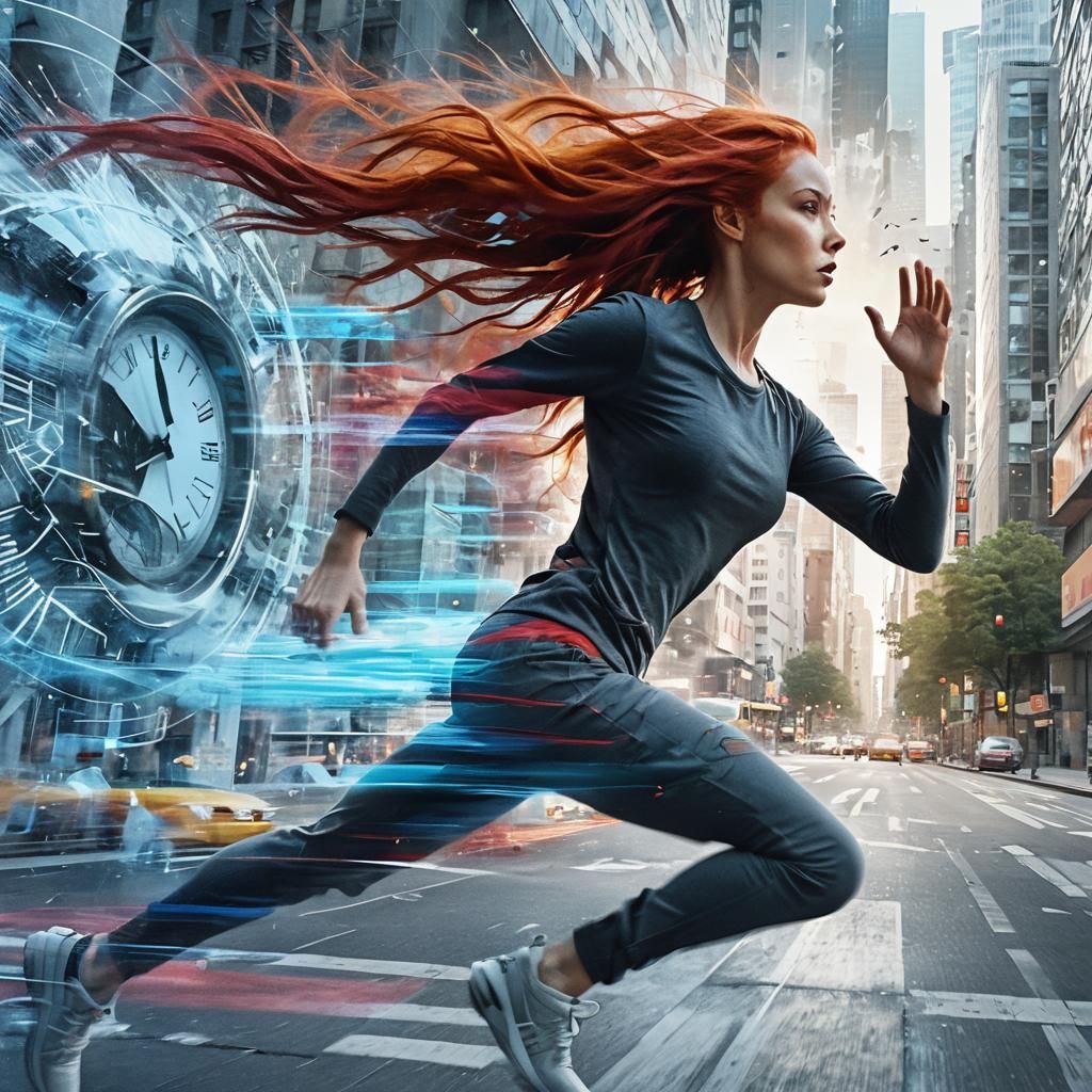 Lola Runs: A Cinematic Scene in German Expressionism Style