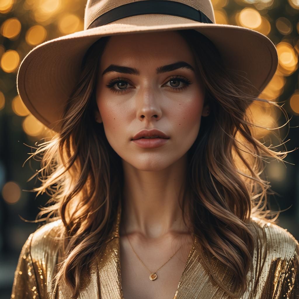 Girl in Hat: Hyper-Realistic Pop Art Portrait