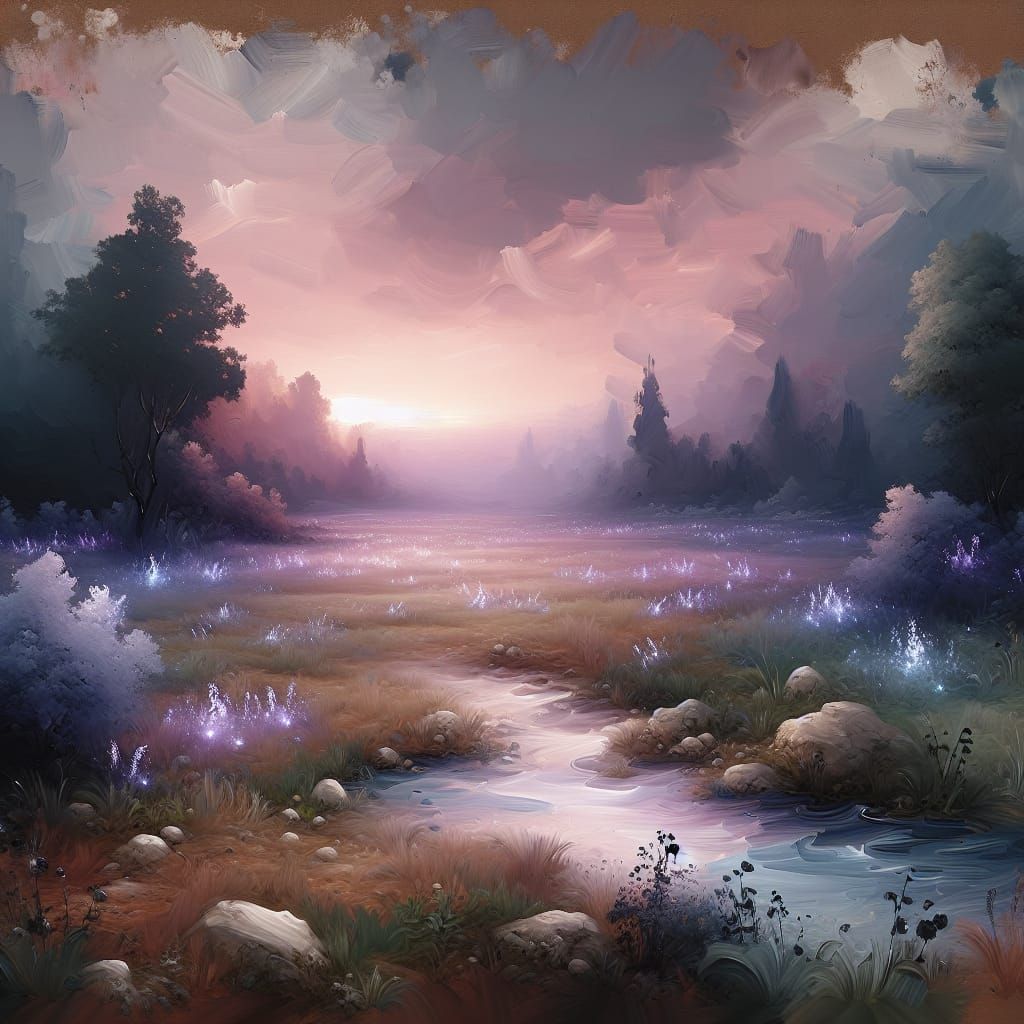 Serene Gray and Pink Fantasy World Revealed at Dawn