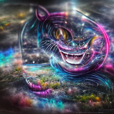 Holographic Cheshire Cat in Astral Illustration