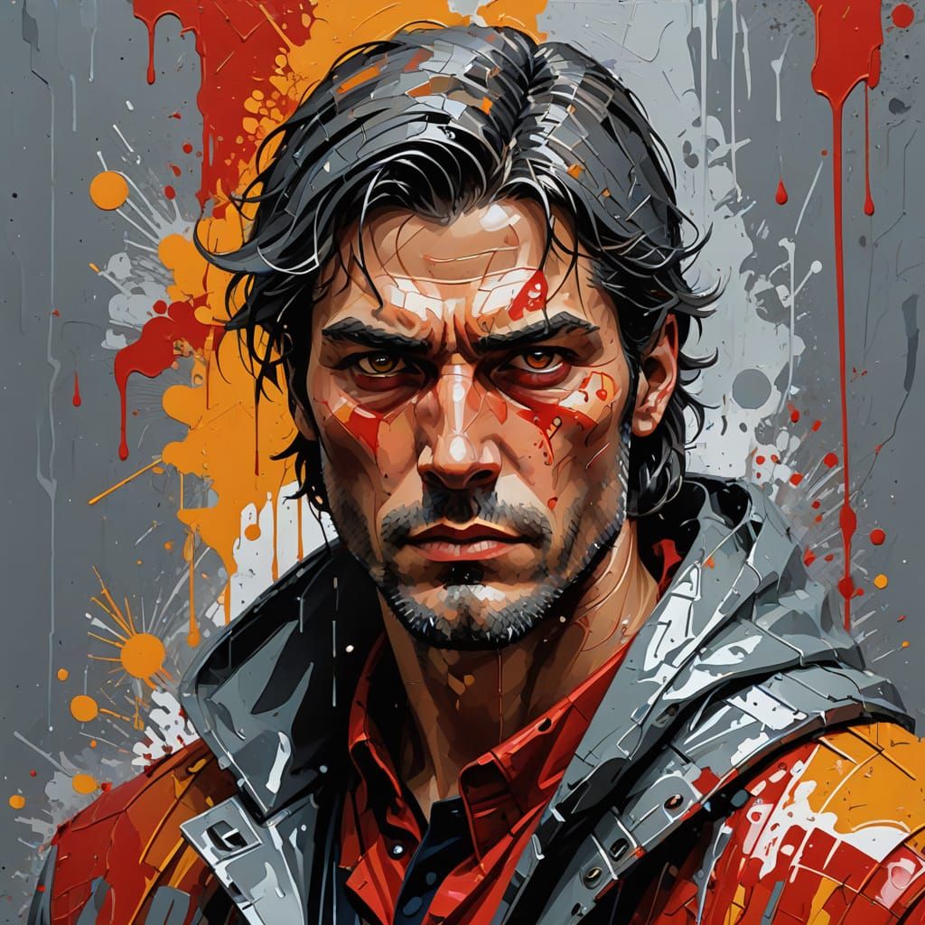 Cyberpunk Portrait: Mechanical Face with Intense Gaze