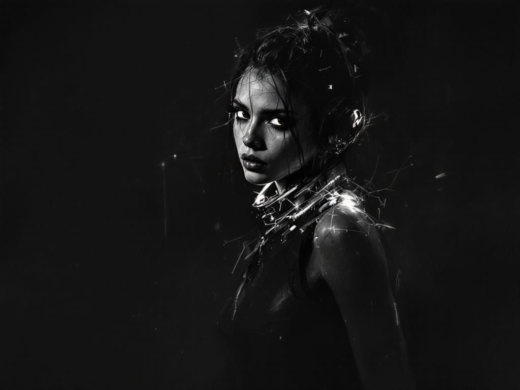 Mysterious Figure Emerges from Dark Stormy Landscape in Cybe...