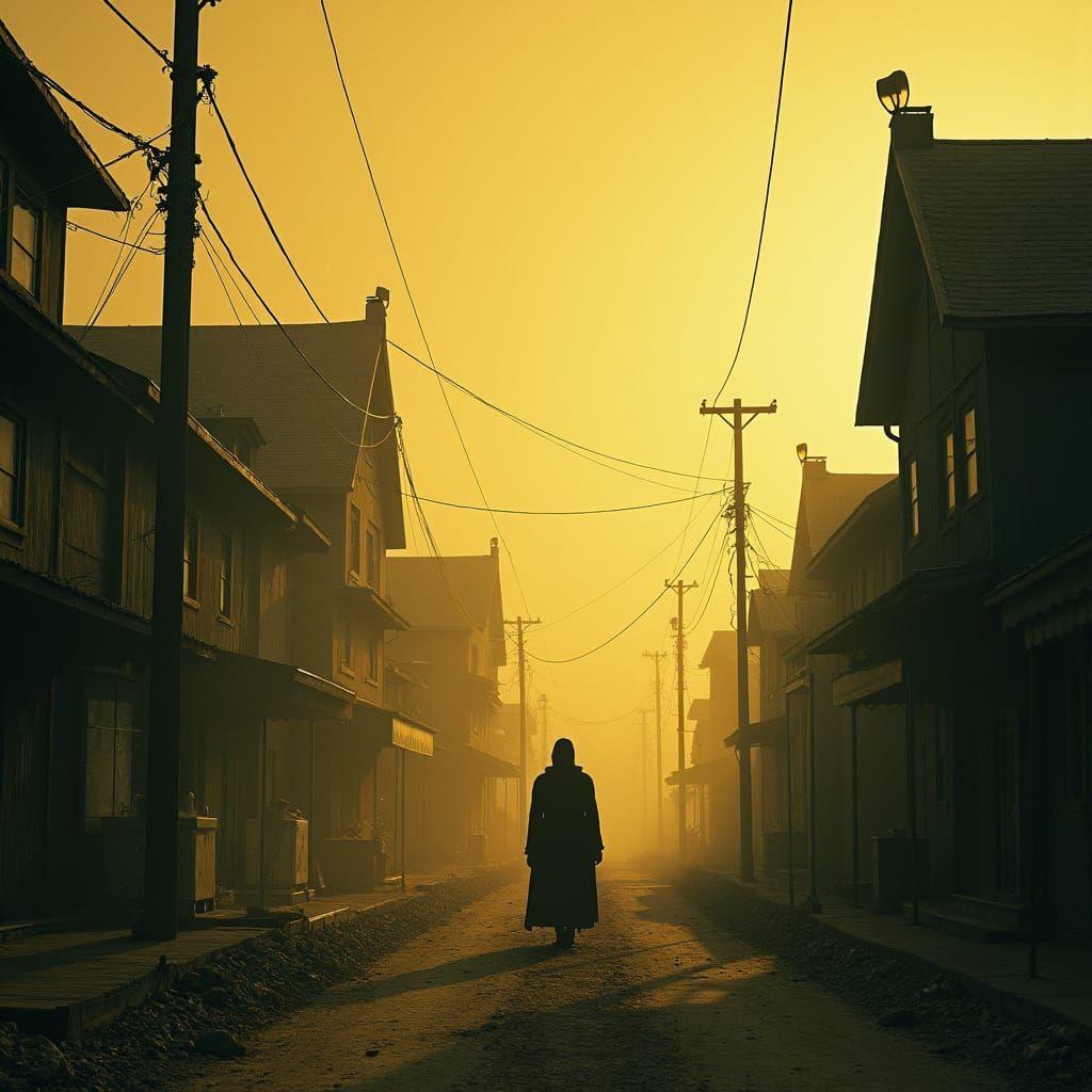 Eerie Golden Light Shines on Deserted Town
